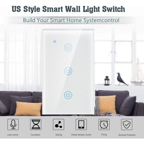 110-240V 1/2/3 Gang US Standard WiFi Smart Switch Touch Key Automation Smart Home Zigbee Switch Panel Voice Control Wall Switch