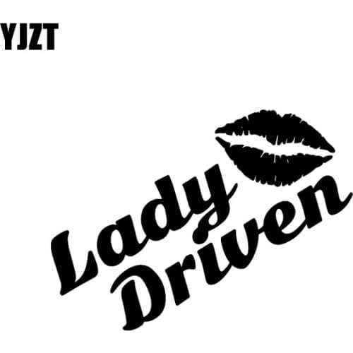 YJZT 15CM*6.5CM LADY DRIVEN Vinyl Car Window Sticker Personality Decoration Decal Black/Silver C11-0730