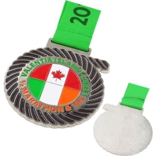 Factory custom painted color Medals with ribbons low price Customized canada marathon 10K sports Commemorative medals