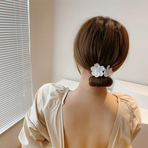 Woman Rhinestone Pearl Flower Hair Bun Maker DIY Hairstyle Tool For Ladies Hair Accessories Bridal Hairband