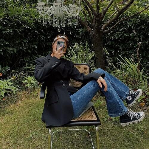 2021 Womens Vinatge Spring Summer Micro Trumpet Jeans Female Casual High Waist Slim Stretchable Denim Capris Pants For Women