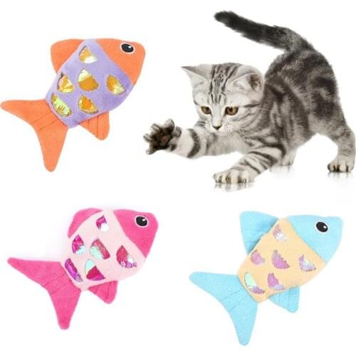 Pet Cat Kitten Plush Cute Fish Doll Catnip Interactive Bite-resistant Chew Toy игрушки для кошек