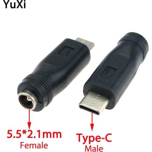 1pc Type-C to DC 5.5*2.1 Power Plug Jack Connectors USB Type C Male to 5.5mm x 2.1mm Female Adapter Converter for Notebook PC