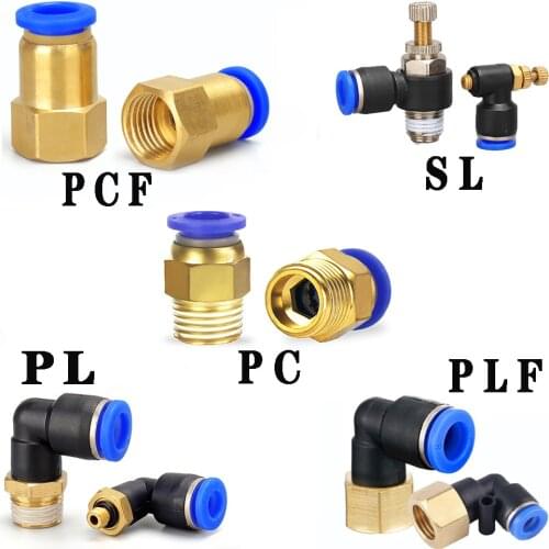 1PCS pneumatic quick connector PC PCF PL PLF SL 4mm-12mm hose air connector 1/4" 1/8" 3/8" 1/2" BSPT male threaded pipe joint