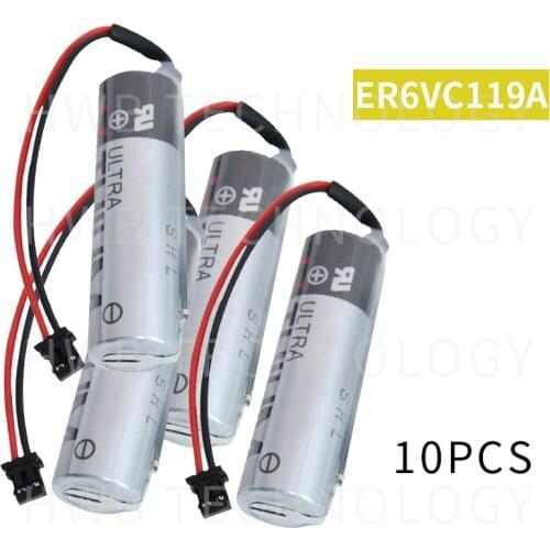 10pcs/lot 100% Original New For TOSHIBA ER6VC119A 3.6V 2000mAh PLC Battery With Black Plug Free Shipping