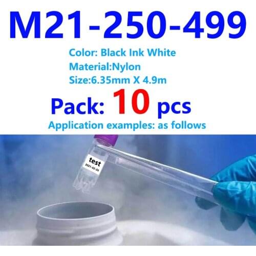 10PK BMP21-plus M21 250 499 label Tape Nylon ribbon 6.35mm*4.9m M21-250-499 Label maker for BMP21-PLUS BMP21-LAB typewriter