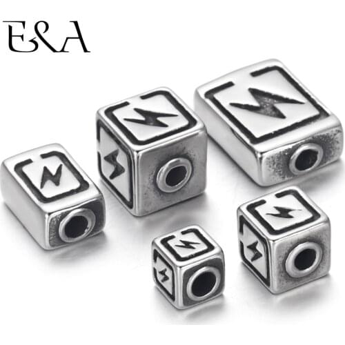 4pcs Stainless Steel Small Hole 3mm lightning Beads Spacer for Beaded Bracelet DIY Jewelry Making 316L Metal Charms Accessories