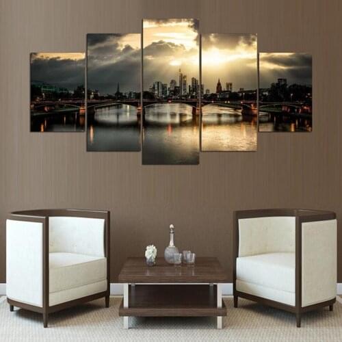 5 Panel Full Drill Square Round DIY Diamond Painting Germany Frankfurt Bridge Landscape Diamond Embroidery Rhinestone