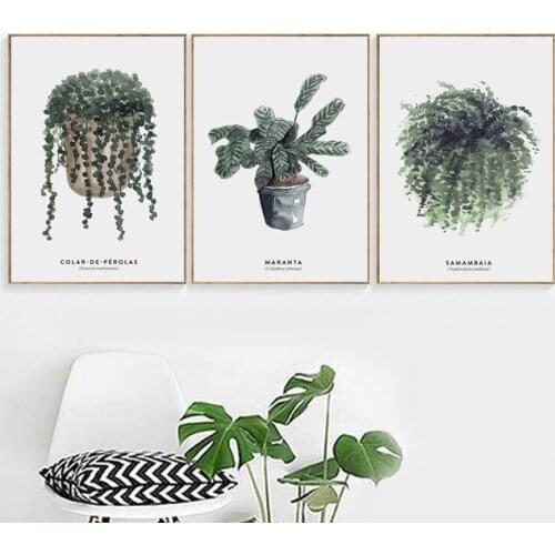 Watercolor Leaves Canvas Painting Nordic Tropical Trees Plants Scenery Posters And Prints For Living Room Wall Poster Decor Art