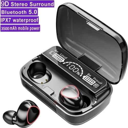 TWS Wireless Headphones 9D Stereo Bluetooth-compatible Earphones Waterproof Earbuds Sport Headset with Mic 3500 Charging Box