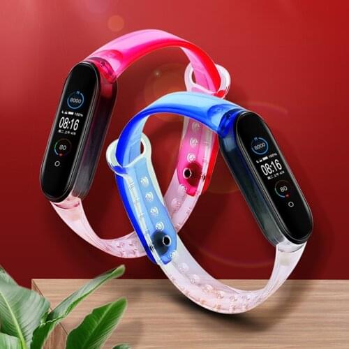 BOORUI newest transparent mi band 5 strap 2020 silicone colorful wrist strap for xiaomi mi band 5 with gradient color