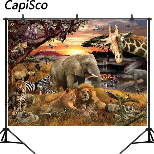 Capisco background for photo african animals elephant lion safari photography backdrop photocall photobooth shoot