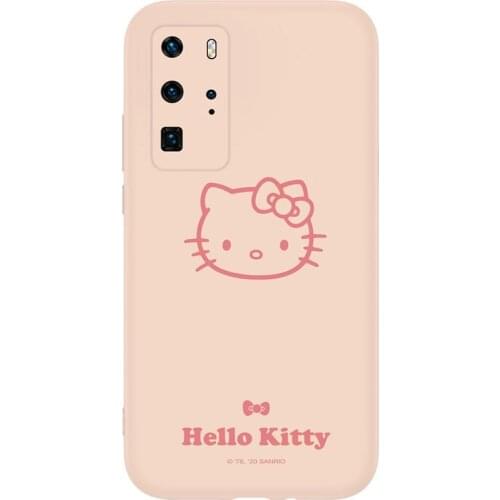 Hello Kitty Liquid Silicone Mobile Phone Case Katie Anti-Fall Protective Cover for Huawei P40Pro/mate30 Hello Kitty