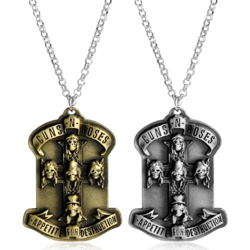 Dongsheng 2018 Music Band GnR Guns N Roses Necklace Cool Fans Pendant Fashion link chain Necklaces Friendship Gift Jewelry