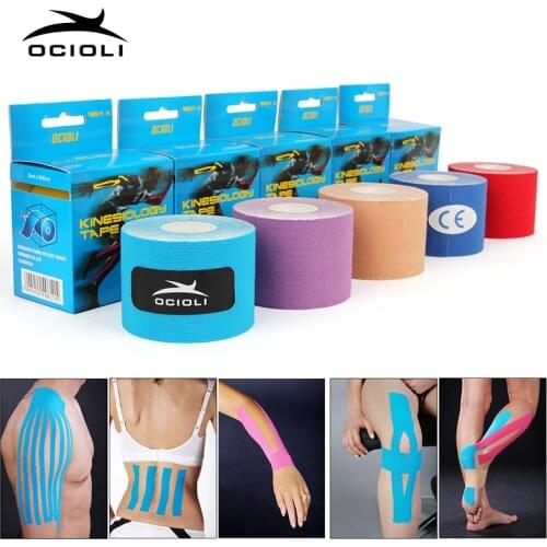 6 Rolls Elastic Cotton Roll Adhesive Kinesiotape Kinesiology Tape Sports Injury Muscle Strain Protection Tapes Bandage Suppoort