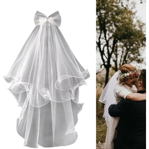 2 Tier Wedding Veil with Comb for Kids Curly Edges Tulle Veil for Flower Girl Short Length Girls Communion Headwear