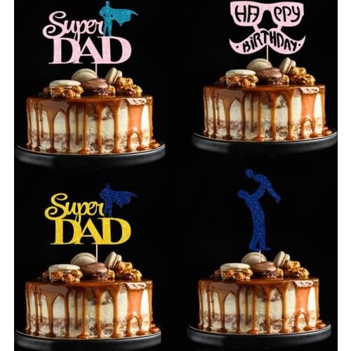 Gittler Birthday Cake Insert Card Bling Party Decoration Sign Happy Birthday Cupcake Toppers Fathers Day Dessert Decor 16cm 1pc
