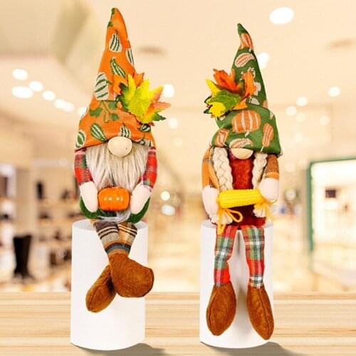 Thanksgiving Gnome Fall Gnome Corn Pumpkin Elf Dwarf Plush Ornaments for Christmas Autumn Bumper Harvest Thanksgiving Decor