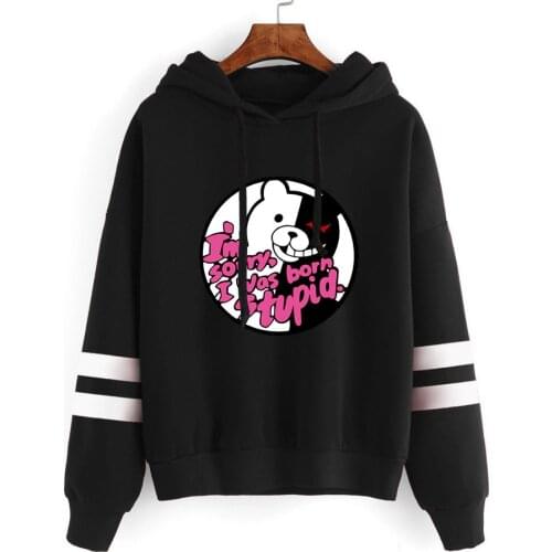 Danganronpa Hoodies Japanese Game Kawaii Print Pullover Hooded White Ring Sleeve Unisex Loose Rope Couple Streetwear Sweatshirts