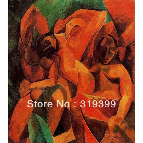 Oil Painting Reproduction on Canvas,three-women-1908 by pablo Picasso ,Museam Quality,Fast Free Shiping, handmade