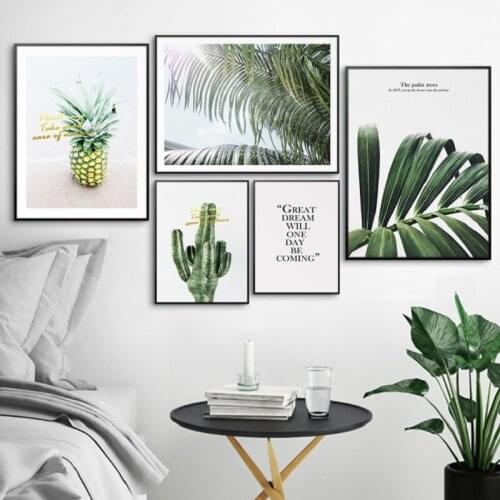Canvas Paintings Printed Poster Chloroplastida Green Leaf Cactus Photo Wall Composition Painting Living Room Bedroom Decoration