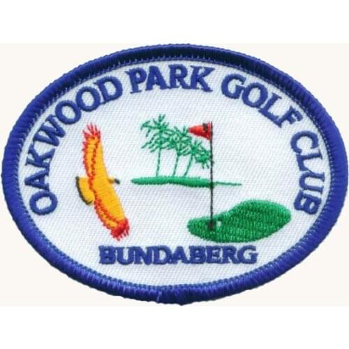 Oakwood Park Golf Club Embroidery Patch Sewing Emblem Merrow border and PVC Backing MOQ50pcs Welcome Custom free shipping