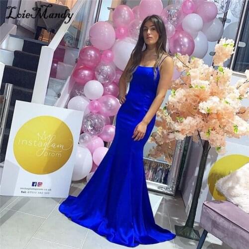Royal Blue Mermaid Prom Dresses 2021 Cris Cross Backless Dress Woman Party Night Cheap Vestidos de gala Turkish Evening Gowns