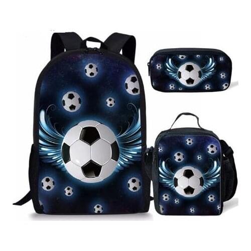Cool Football Printing Schoolbag 3pcs/set Cartoon Children School Bags for Girls Kids Backpack Child Bookbag for Student