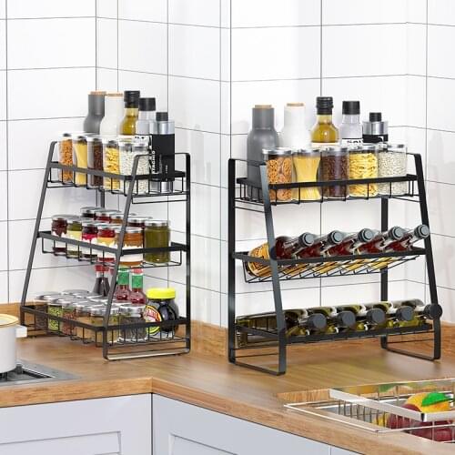 Kitchen Spice Rack 3-Tier Standing Rack for Pantry Desktop Kitchen Countertop Office Desktop Seasoning Rack Shelf Organizer