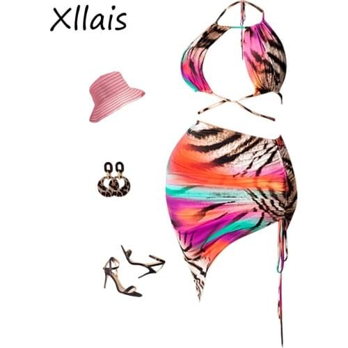 XLLAIS Print Summer Holiday Party Dresses Women Sexy Drawstring Soft Pencil Vestidos Female Sleeveless Outfits