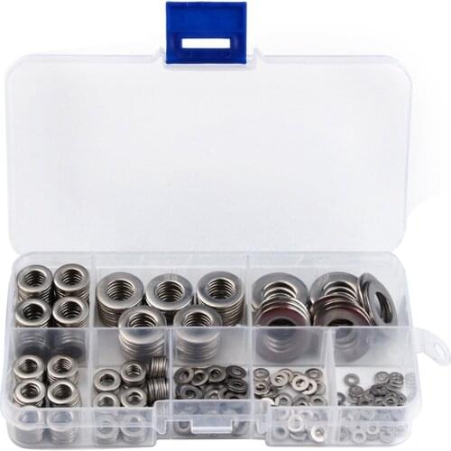 360pcs Metal Flat Washer Assorted Stainless Steel Flat Washer In 8 Different Sizes Set M2-M10