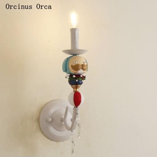 Cartoon Creative Clown Wall Lamp Boys'Bedroom Childrens Room Lamp Nordic Simple LED Color Doll Wall Lamp free shipping