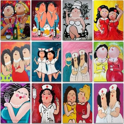 5D DIY Diamond Painting Kit Fat girl Ladies nurse woman Full Square&Round embroidery mosaic Cross stitch Paint home decor Sale