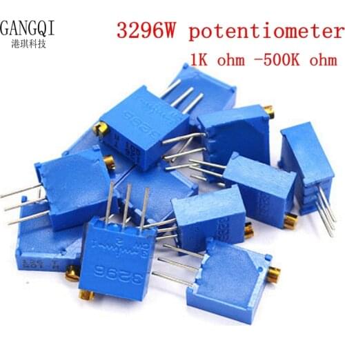 10PCS 3296 potentiometer Kit High Precision 3296W Variable Resistor 10R -2M 1M 50R 100R 200R 500R 1k 2k 5K 10K 20K 50K 100K 500k