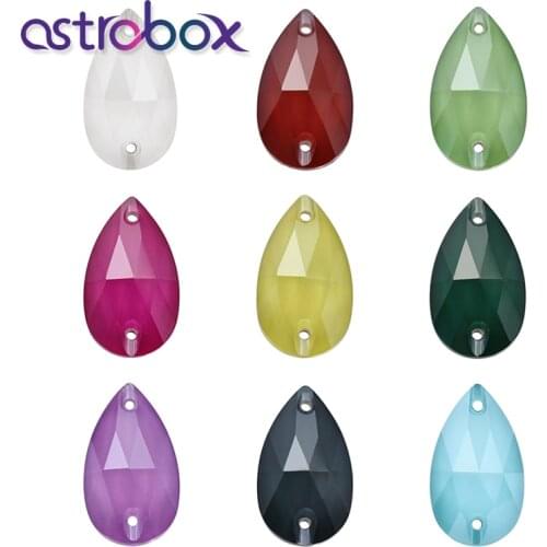 Astrobox Fascinating Drop Design Sew on Rhinestone Motif All Size K9 Glass Sewing Strass MK Series Flat Back Glass Stones