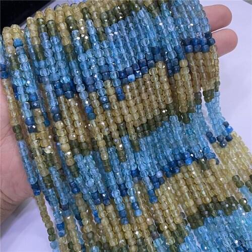 Wholesale Natural Apatites Stone Cube Faceted Beads accessories 4mm Fashion Crystal DIY Gem Beads For Jewelry Making Bracelet