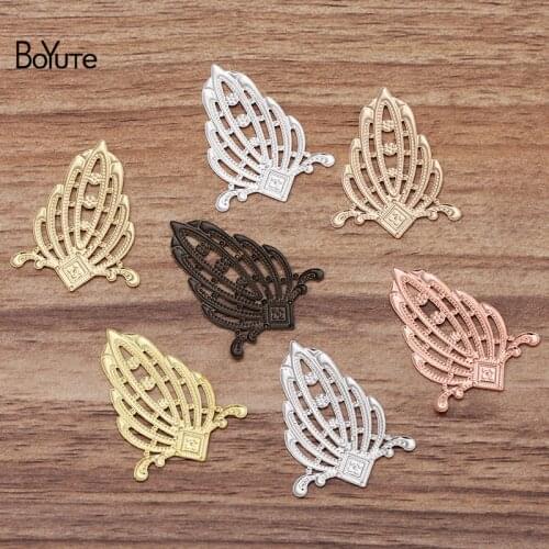 BoYuTe Wholesale Charms 50Pcs 22*35MM 7 Colors European Filigree Flower Charms Brass Jewelry Materials DIY Pendant Charms