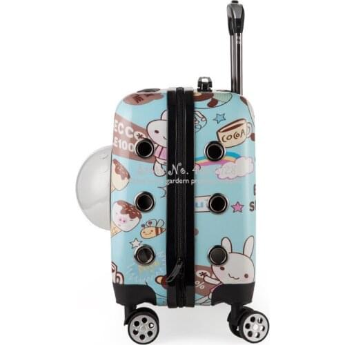 Pet Dog Cat Carrier Backpack Trolley Travel Bag Cat Trolley Case Four Wheeled Portable Dog Cat Trolley Out Travel Bag