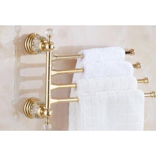 Vidric Luxury crystal brass movable towel holder bath towel rack Bathroom Accessories bath hardware EL7024DH