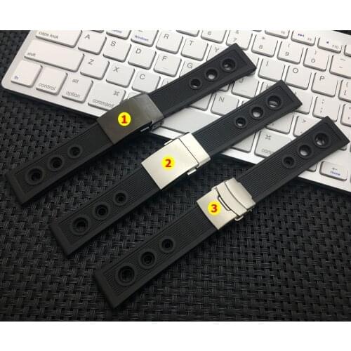 High qualiry watchband Silicone Rubber Black 22mm 24mm Bracelet For navitimer/avenger/Breitling strap Wristband logo watch band