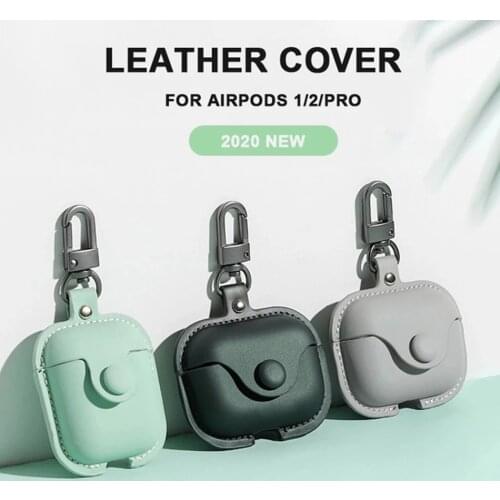 Luxury Genuine Leather Headphone Cover For Apple Airpods pro Charging Box Case Soft Earphone Bags For Airpods 1 2 3 With hook