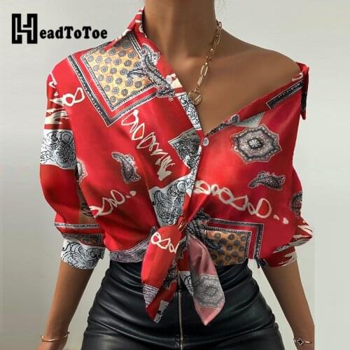 All Over Print Button Design Lantern Sleeve Shirt