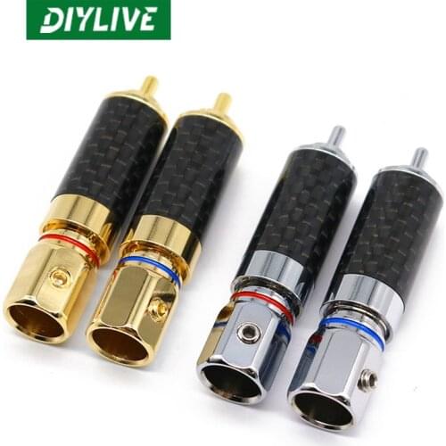 DIYLIVE Pedicle copper plated carbon fiber lotus head welding type fever RCA terminal signal wire plug