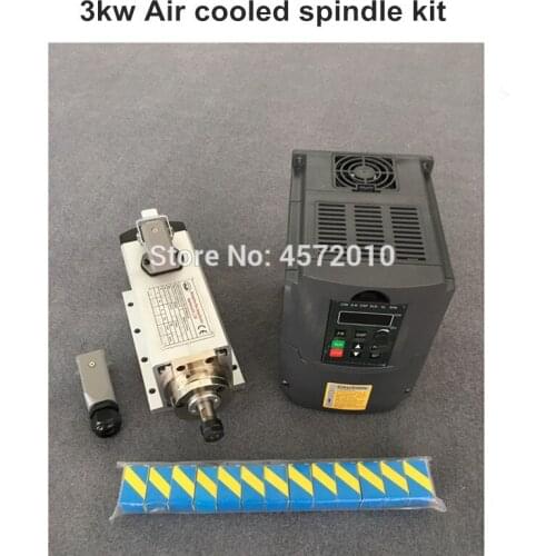 3KW Air Cooled Spindle 4 Bearings CNC motor & 3.0kw VFD/inverter variable frequency driver spindle speed control+13pcs ER20