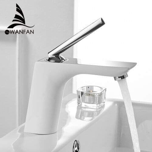 Basin Faucets Modern White Chrome Brass Bathroom Sink Faucet Single Handle Hole Toilet Bath Mixer Water Tap Crane YLS837-11