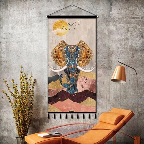 Ethnic Style Light Luxury Elephant Wall Hanging Background Cloth Tapestry Thai Pattern Porch Living Room Bedroom Art Decoration