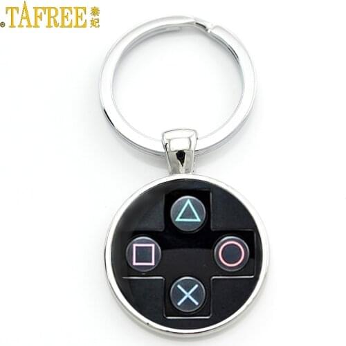 TAFREE Brand Video Game Controller Photo Keychain geeky boyfriend gift jewelry Glass Cabochon Dome key chain ring брелок KC184