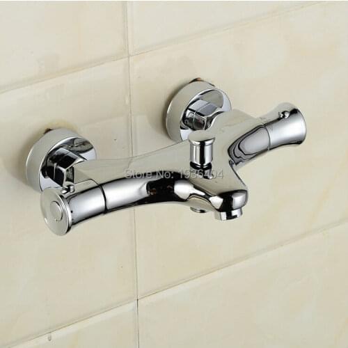 Thermostatic shower faucet Bathroom Wall Mounted thermostatic Bathtub mixing valve Dual Handle Polished Crane TR512