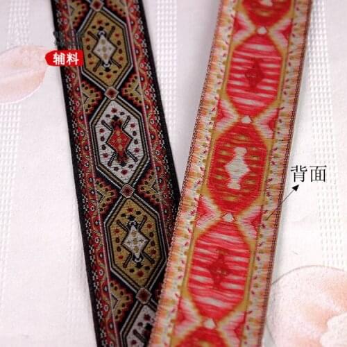 2017 NEW Retro black and dark red diamond lace webbing 2" 5CMx10YARDS/LOT Woven jacquard Ribbon DIY belt Accessories