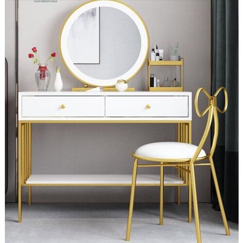 Dressing table bedroom Nordic modern minimalist online celebrity wrought iron solid wood small apartment online celebrity